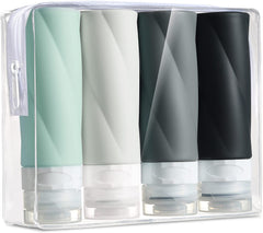 Travel Bottles for Toiletries, 3Oz Tsa Approved Travel Size Containers BPA Free Leak Proof Travel Tubes Refillable Liquid Travel Accessories with Clear Toiletry Bag (4 Pack)