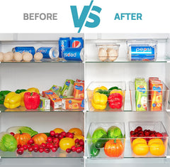 Set of 8 Fridge Organizer, Refrigerator Organizer Bins with Handles, Freezer Organizer Clear Organizing Bins, Bpa-Free Fridge Storage Containers for Fridge, Freezer, Cabinet, Kitchen, Pantry