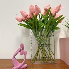 Book Vase for Flowers, Acrylic Clear Book Flower Vase, a Book about Flowers Vase, Unique Home/Bedroom/Office Accent Flowers Vase Decor(Clear - B)