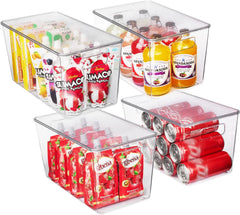 6 Pack Clear Stackable Storage Bins with Lids, Large Plastic Containers with Handle for Pantry Organization and Storage,Perfect for Kitchen, Fridge, Cabinet, Bathroom Organizer