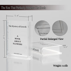 Book Vase for Flowers, Acrylic Clear Book Flower Vase, a Book about Flowers Vase, Unique Home/Bedroom/Office Accent Flowers Vase Decor(Clear - B)