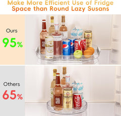 Upgraded Refrigerator Lazy Susan | Rectangular Lazy Susan for Fridge Large Capacity Easy Access | Lazy Susan Revolution for Kitchen Organizers and Pantry Storage -
