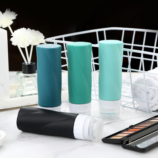 Travel Bottles for Toiletries, 3Oz Tsa Approved Travel Size Containers BPA Free Leak Proof Travel Tubes Refillable Liquid Travel Accessories with Clear Toiletry Bag (4 Pack)