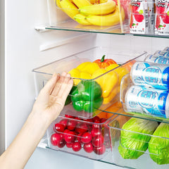 Set of 8 Fridge Organizer, Refrigerator Organizer Bins with Handles, Freezer Organizer Clear Organizing Bins, Bpa-Free Fridge Storage Containers for Fridge, Freezer, Cabinet, Kitchen, Pantry