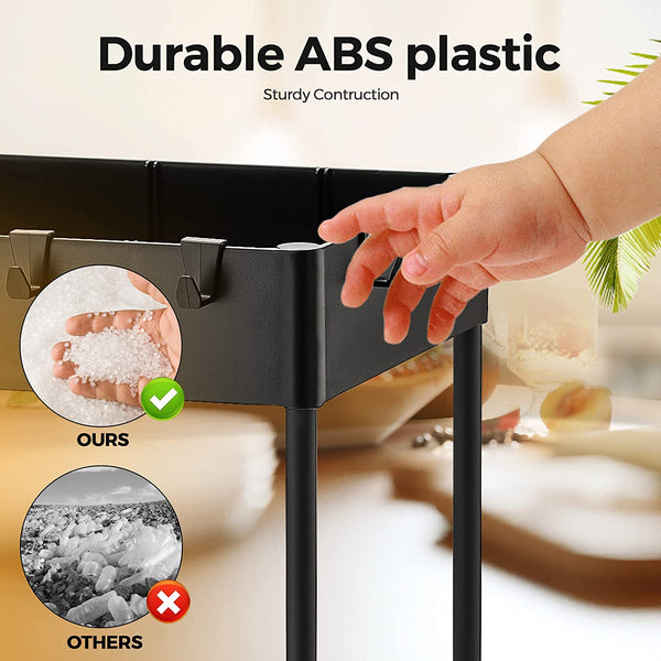 2 Pack Pull Out under Sink Organizer 2 Tier Multi Purpose for Bathroom Kitchen Sink Storage Organizer with Hook & Hanging Cup Matte Black Sliding Cabinet Organizer