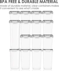 Airtight Food Storage Containers Set with Lids, 15Pcs BPA Free Plastic Dry Food Canisters for Kitchen Pantry Organization and Storage, Dishwasher Safe,Include 24 Labels, Black