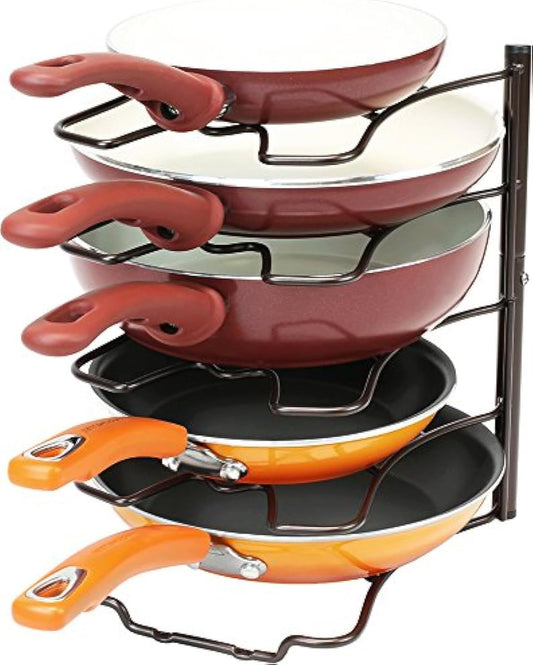 Decobros Kitchen Counter and Cabinet Pan Organizer Shelf Rack, Bronze