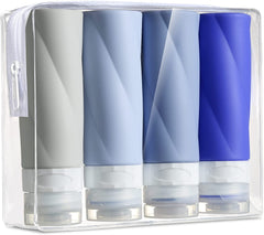 Travel Bottles for Toiletries, 3Oz Tsa Approved Travel Size Containers BPA Free Leak Proof Travel Tubes Refillable Liquid Travel Accessories with Clear Toiletry Bag (4 Pack)