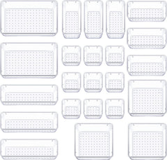 16 PCS Drawer Organizer Set, 5 Varied Size Bathroom and Kitchen Drawer Cabinet Organizer Trays, Clear Storage Bins for Makeup, Jewelry, Utensils and Gadgets