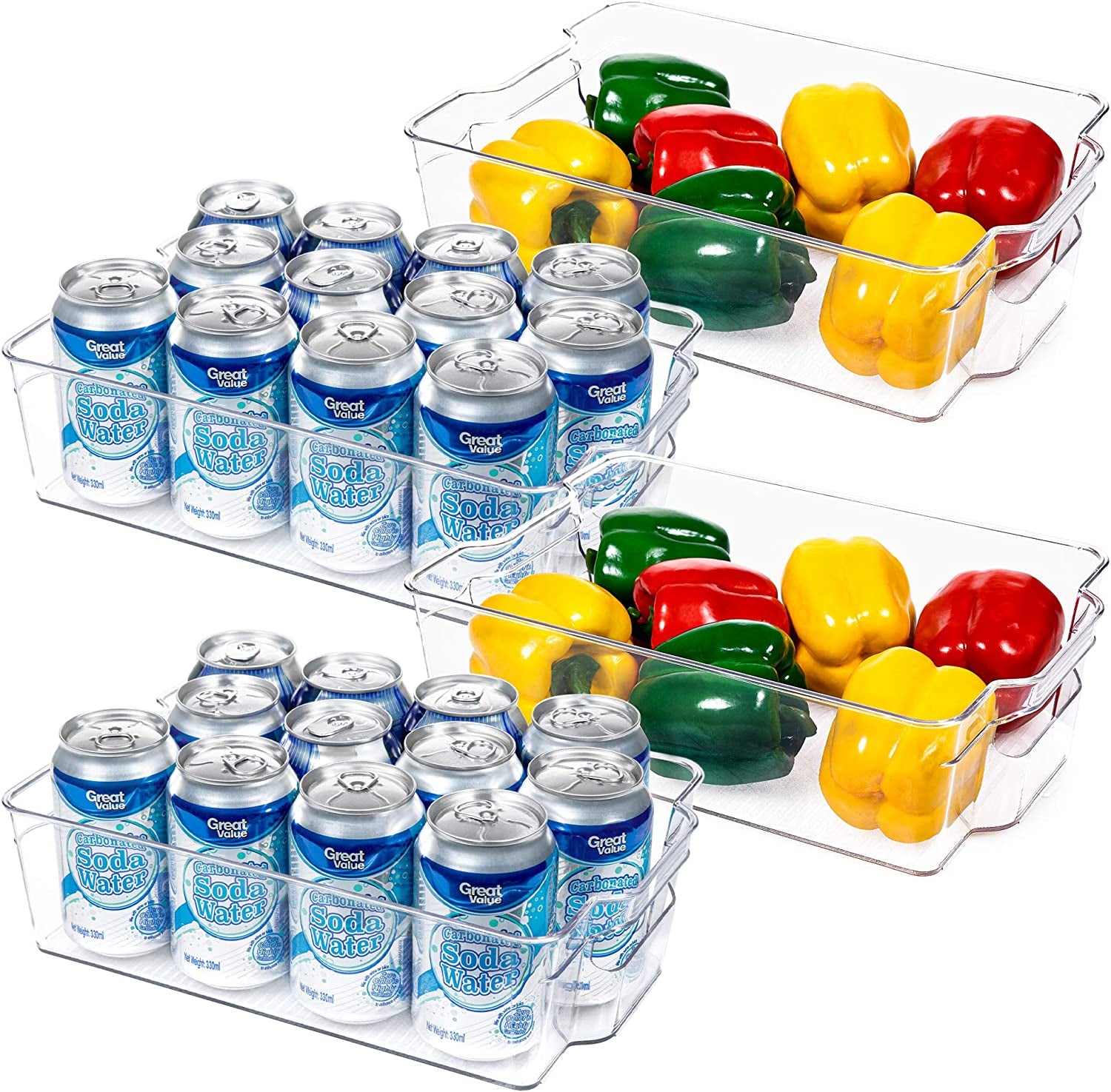 Refrigerator Organizer Bins - 8Pcs Clear Plastic Bins for Fridge, Freezer, Kitchen Cabinet, Pantry Organization, BPA Free Fridge Organizer, 12.5" Long, Clear