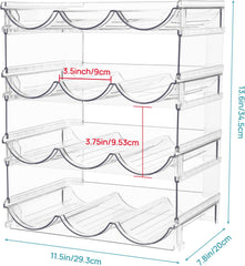 Clear Water Bottle Organizer, 4 Pack Water Bottle Storage Rack Plastic, Stackable Water Bottle Holder, Cup Organizer for Kitchen Cabinet, Countertop, Fridge, Hold 12 Bottles