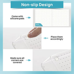 44 PCS Clear Plastic Drawer Organizers Set, 4-Size Versatile Bathroom and Vanity Organizer Trays, Non-Slip Storage Containers for Makeup, Jewelries, Bedroom，Kitchen Utensils and Office