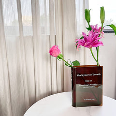Book Vase for Flowers, Acrylic Clear Book Flower Vase, a Book about Flowers Vase, Unique Home/Bedroom/Office Accent Flowers Vase Decor(Clear - B)