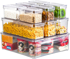 Fridge Organizer - Refrigerator Organizer Bins, 7Pcs Fridge Organizer and Storage Clear, Stackable Fridge Organizer Bins with Lid BPA Free Egg Organizer for Refrigerator