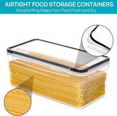 Airtight Food Storage Containers with Lids 4PCS Set 3.2L, Plastic Spaghetti Container for Pasta Organizer, BPA Free Air Tight House Kitchen Pantry Organization and Storage
