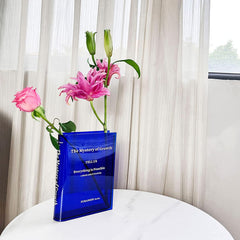 Book Vase for Flowers, Acrylic Clear Book Flower Vase, a Book about Flowers Vase, Unique Home/Bedroom/Office Accent Flowers Vase Decor(Clear - B)