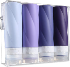 Travel Bottles for Toiletries, 3Oz Tsa Approved Travel Size Containers BPA Free Leak Proof Travel Tubes Refillable Liquid Travel Accessories with Clear Toiletry Bag (4 Pack)