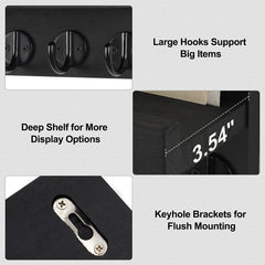 Key Holder for Wall, Decorative Key and Mail Holder with Shelf Has Large Key Hooks for Bags, Coats, Umbrella – Paulownia Wood Key Hanger with Mounting Hardware (9.8”W X 6.7”H X 4.2”D)