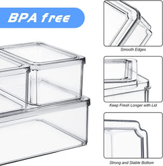 Fridge Organizer - Refrigerator Organizer Bins, 7Pcs Fridge Organizer and Storage Clear, Stackable Fridge Organizer Bins with Lid BPA Free Egg Organizer for Refrigerator